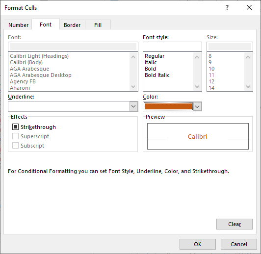 Excel 2016 Conditional Formatting Format Cells Dialog Box
