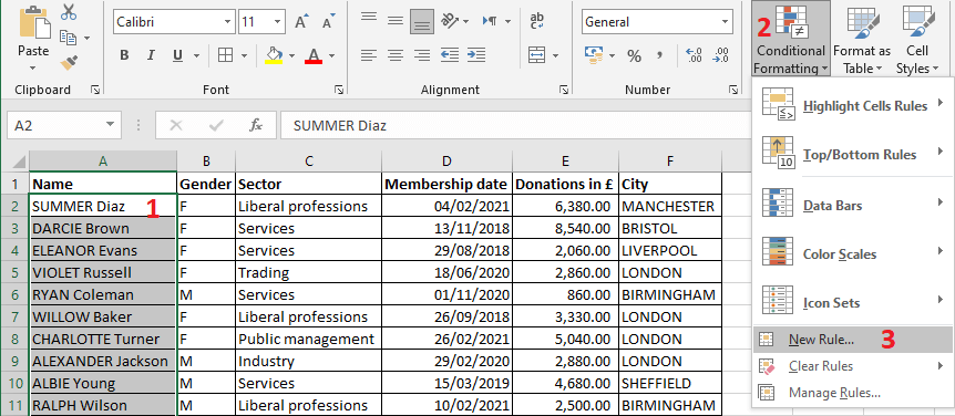 Excel 2016 Conditional Formatting New Rule