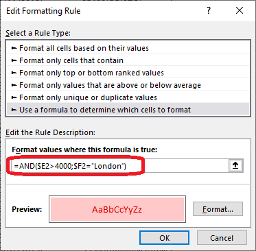 Excel 2016 Conditional Formatting Edit Formatting Rule dialog box