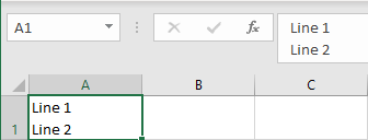 Excel 2016 Cell with line break