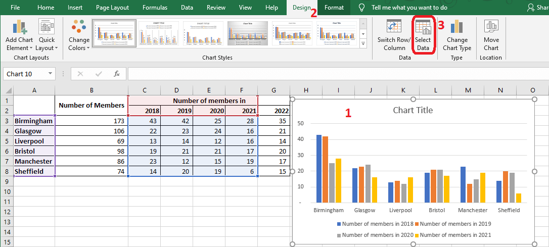 Excel 2016 Select Data command