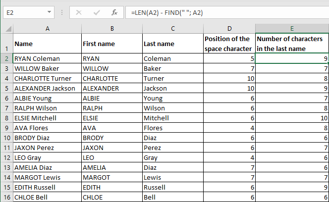 Excel 2016 Text functions Exercise