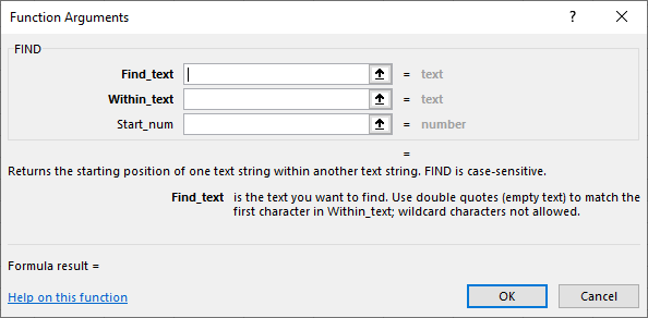 Excel 2016 Function Arguments dialog box