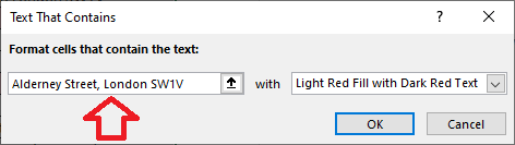 Excel 2016 Conditional Formatting Text That Contains Dialog Box