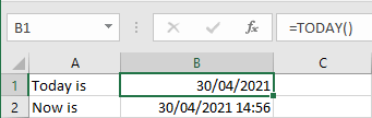 TODAY and NOW functions