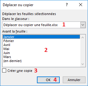 Boite de dialogue D&eacute;placer ou copier