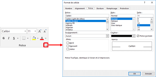 Boite de dialogue Groupe Police