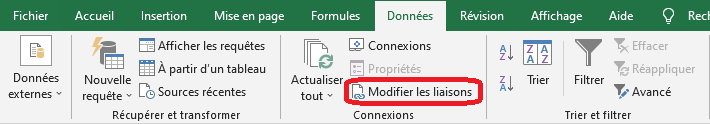Excel 2016 Commande Modifier les liens
