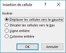 D&eacute;caler les cellules vers la gauche