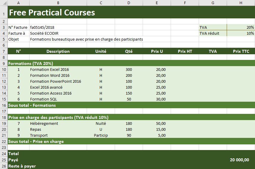 Exemple Calcul Formules Séries
