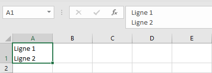 Excel 2016 Cellule avec saut de ligne