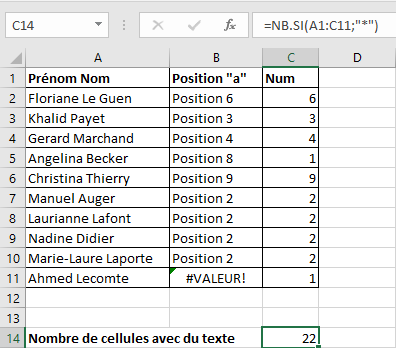 Excel 2016 Exemple NB.SI