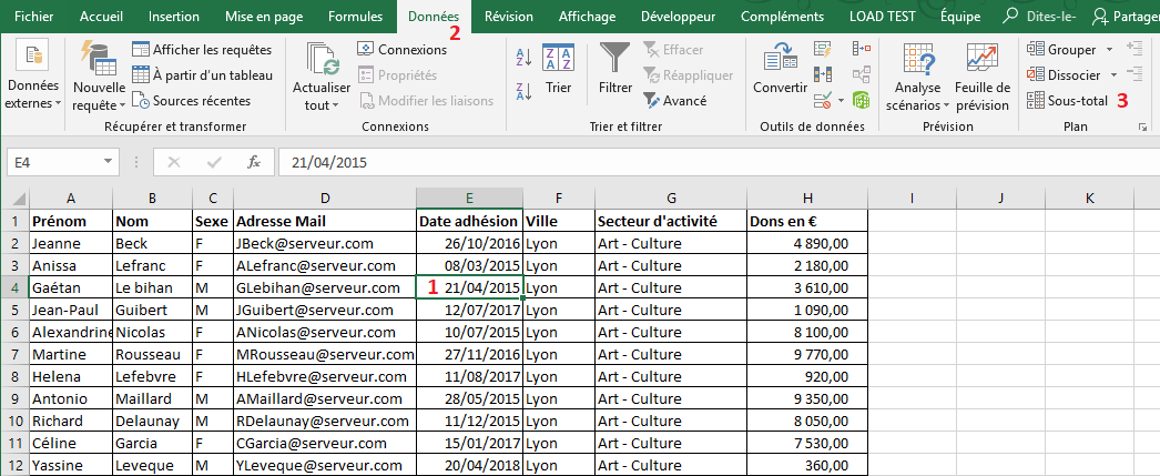 Exemple Sous Totales