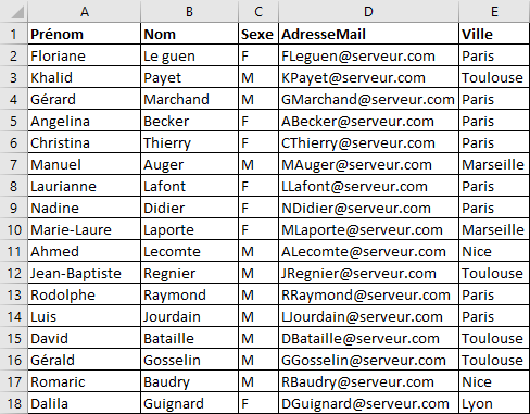 Excel 2016 Exemple liste déroulante