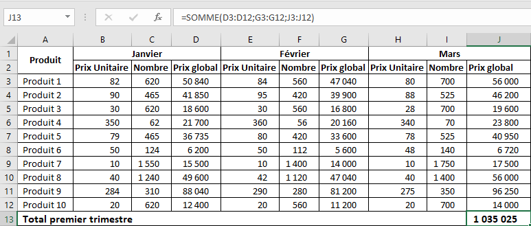 Excel 2016 Fonction SOMME