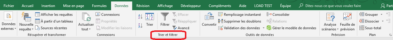 Groupe Trier et filtrer