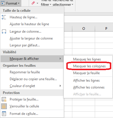 Masquer les colonnes