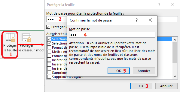 Excel 2016 Protection de la feuille