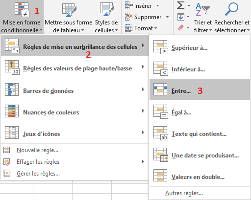 Mise en forme conditionnelle Entre