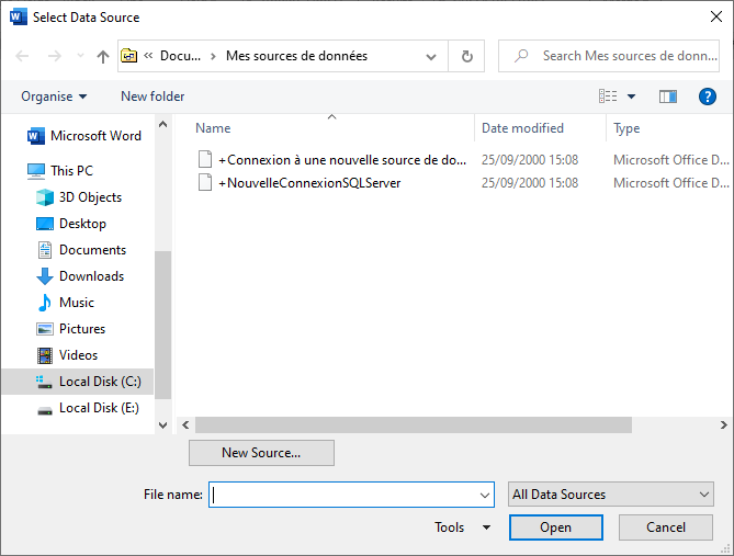 Word 2016 Windows File Explorer